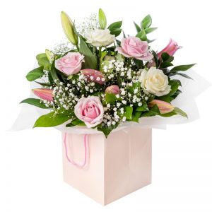Strawberries and Cream flower arrangement
