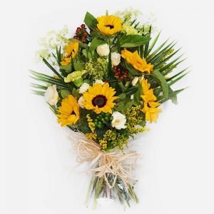 Funeral flowers in cellophane