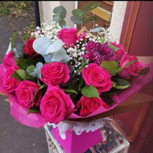 Cerise roses flower bouquet